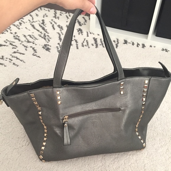 Handbags - Pewter bag with gold studs